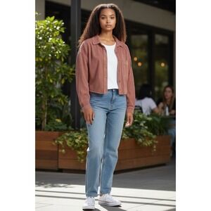 American Eagle Corduroy Crop Shirt Jacket Shacket Women's Size XS Long Sleeve